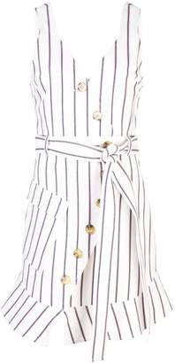 Derek Lam 10 Crosby Belted Asymmetrical Placket Pencil Striped Dress