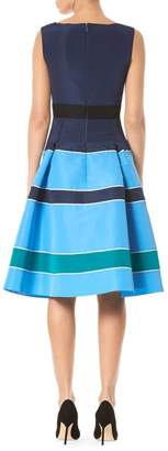 Carolina Herrera Striped Silk V-Neck A-Line Dress
