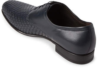 a. testoni A.Testoni Navy Basketweave Leather Derby Shoes