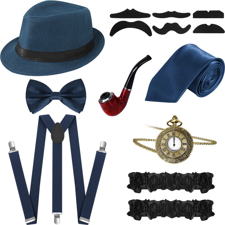 FEOYA Men's 1920s Gatsby Gangster Costume Accessories Fancy Dress Sets ...