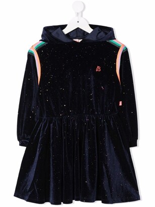 Billieblush Hooded Sparkly velvet-effect dress