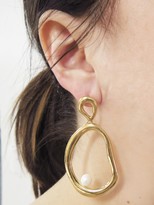 Thumbnail for your product : Eye M By Ileana Makri Large Flow Dangling Pearl Hoop Earrings