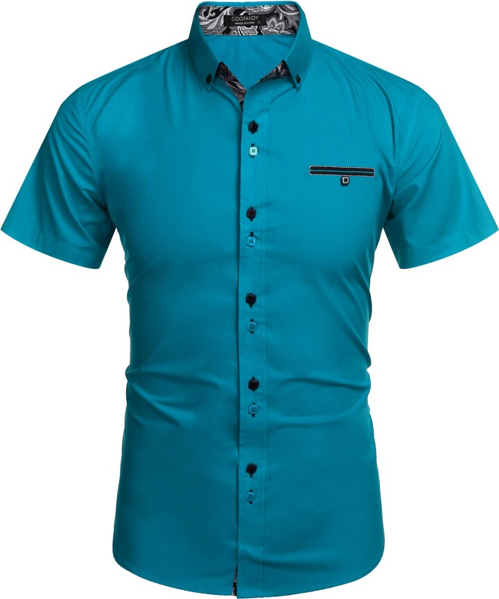 COOFANDY Short Sleeve Shirts for Men Formal Slim Fit Smart Designer Adult  Shirt for Casual Work - ShopStyle