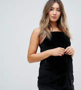 Thumbnail for your product : ASOS Maternity MATERNITY Cami in Velvet with Mesh Hem Detail and Square Neck