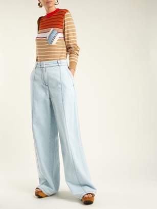 Marni Striped Wool Blend Sweater - Womens - Beige Multi
