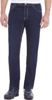 Thumbnail for your product : Stefano Ricci Contrast-Stitch Denim Jeans with Lizard Patch, Dark Blue