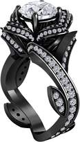 Thumbnail for your product : RSJ Global CHOOSE YOUR COLOR Black Rhodium Plated Alloy 2.00 CT Created Multicolor CZ Round Lotus Flower Ring Engagement & Wedding Ring Women's Jewelry Size 4-11