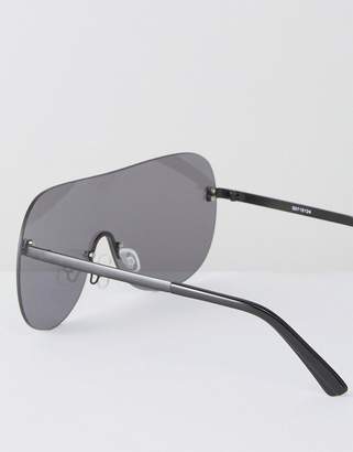 ASOS Oversized Smoke Lens Visor Sunglasses With Matt Black Arms