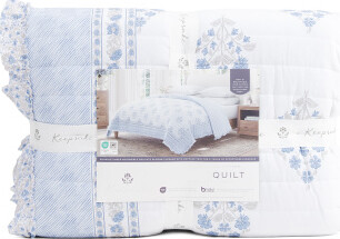 TJMAXX Printed Ruffle Edge Reversible Quilt, Cotton/Polyester