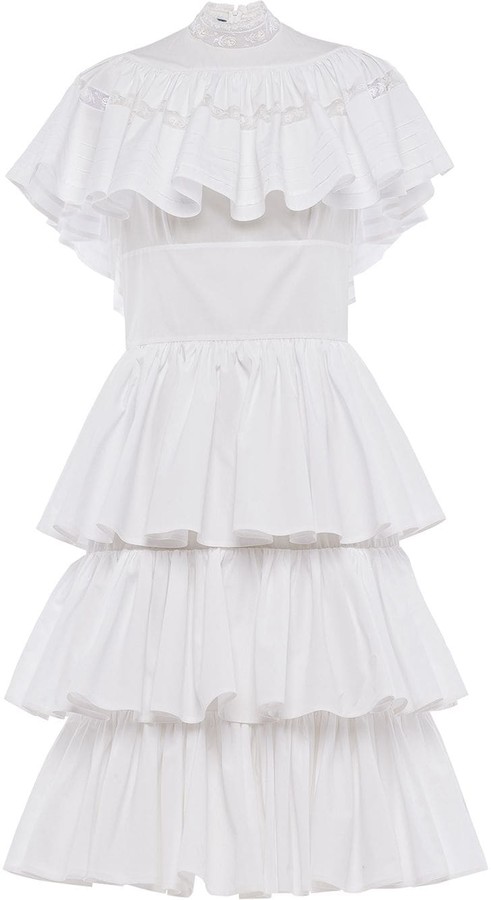 white cotton tiered dress