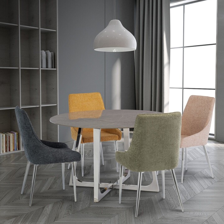 Dunelm Desana Round 4 Seater Dining Table Grey Sintered Stone Grey