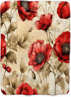 MentionedYou Scarlet Flower Cascade - 1 Piece Premium Sherpa Bl Throw Blanket
