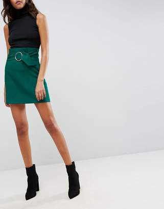 ASOS Tailored Mini Skirt With Metal Circle Buckle