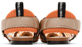 Fendi Brown and Orange PVC Colibri Flats