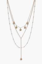 Thumbnail for your product : boohoo Coin Choker Trim Plunge Layered Necklace
