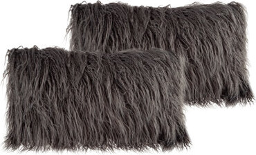 Lavish Home BUND163 12x20 Plush Lumbar Faux Fur Pillows – 2-Pack Decorative Pillow Insert and Shag Cover Set for Bedroom, Living Room, or Office