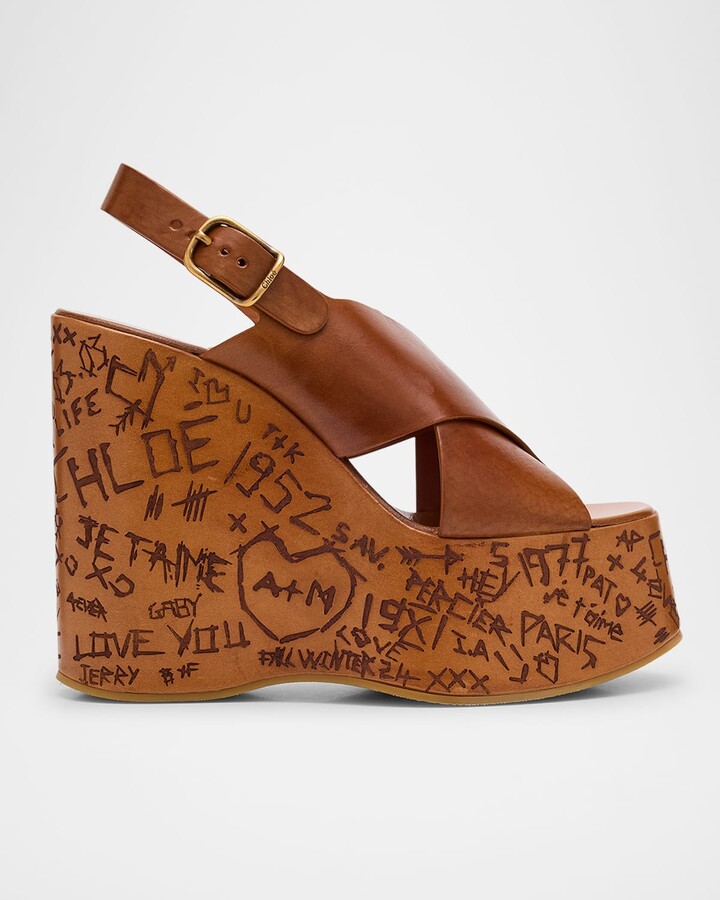 Chloé Maxime Leather Crisscross Platform Sandals
