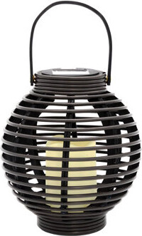 LumaBase Solar Powered Basket Lantern with LED Candle