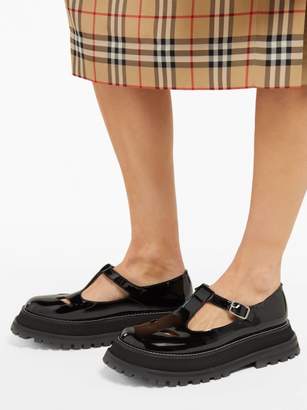 Burberry Aldwych Flatform Patent-leather Dolly Loafers - Womens - Black