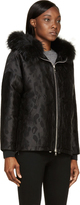 Thumbnail for your product : Moncler Gamme Rouge Black Fur-Trimmed Jacquard Camouflage Jacket