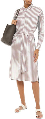 DKNY Paneled Striped Cotton-blend Poplin Midi Shirt Dress