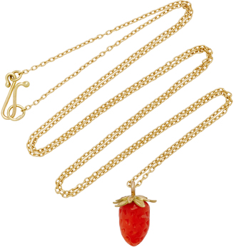 Annette Ferdinandsen 18K Gold Red Coral Strawberry Necklace