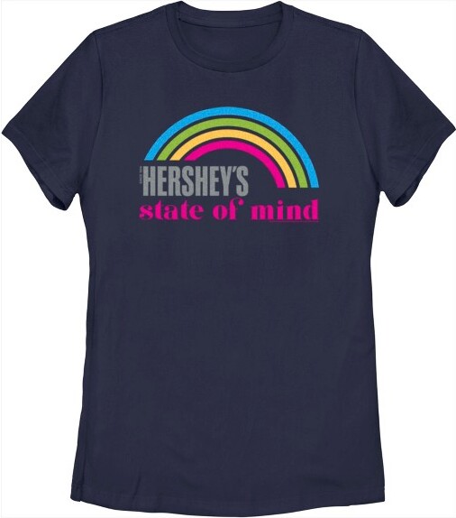 Hershey's Women'sHERSHEY'SStateofMindRainbowT-Shirt-NavyBlue-Medium