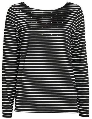 Wallis Black Stripe Embellished T-Shirt