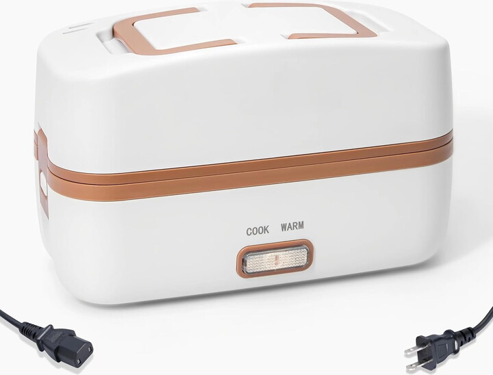 AsterOutdoor Electric Lunch Box Food Heater, Heating/Cooking/Keep Warm Food Containers for Work Outdoor, Portable 1000mL Standard Capacity, 270W 304 Stainless Steel