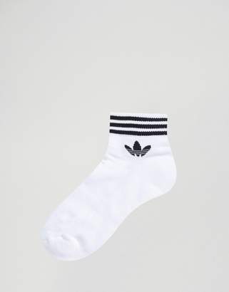 adidas 3 Pack Ankle Socks In White Az6288