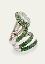 Thumbnail for your product : Stéfère White Gold Green Garnet and Green Amethyst Convertible Ring with Diamond Halo, Size 7