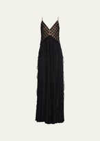 Thumbnail for your product : J. Mendel Embroidered Floral Silk Hand Pleated Ruffles Gown