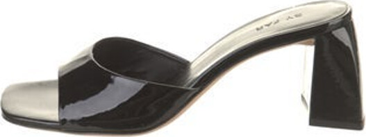 BY FAR Patent Leather Slides Black
