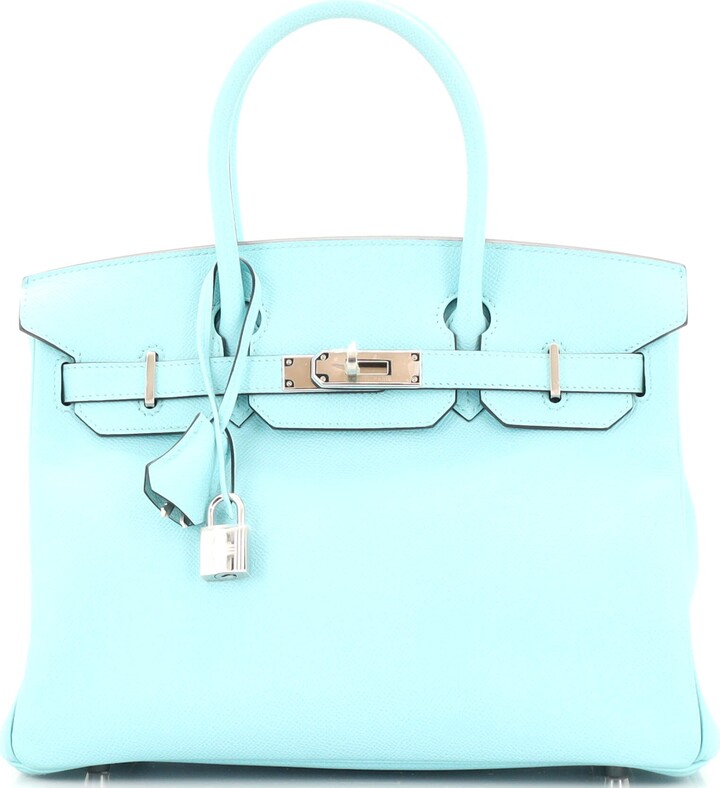 Hermes Birkin Handbag Bleu Atoll Epsom with Palladium Hardware 30 -  ShopStyle Shoulder Bags