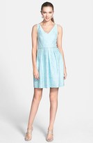 Thumbnail for your product : a. drea Beaded Waist Jacquard Fit & Flare Dress (Juniors)
