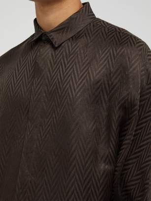 Haider Ackermann Zigzag Weave Linen Blend Shirt - Mens - Brown