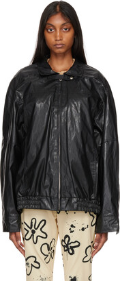 TheOpen Product Black Air Washed Bomber Jacket