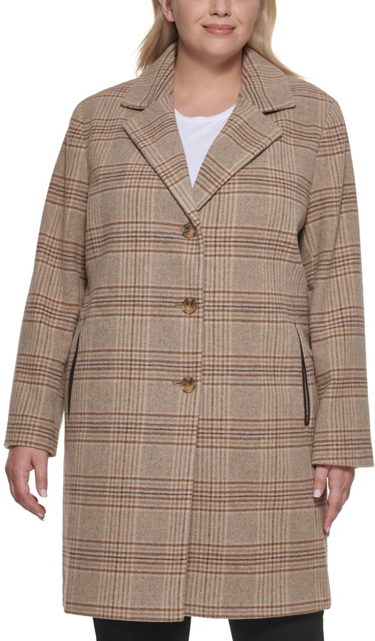 dkny single breasted walker coat