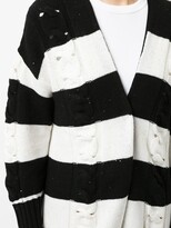 Thumbnail for your product : Lorena Antoniazzi Striped Cable-Knit Longline Cardigan