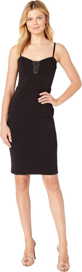 Bebe Black Illusions Cut Out Lace Up Sheath Dress