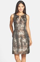 Thumbnail for your product : Donna Ricco Bar Neck Metallic Jacquard Fit & Flare Dress