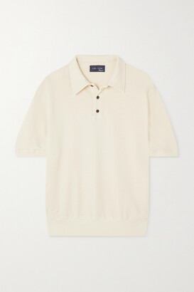 LES TIEN Organic Cotton-terry Polo Shirt - Ivory