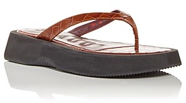 STAUD Women's Tessa Croc Embossed Platform Thong Sandals