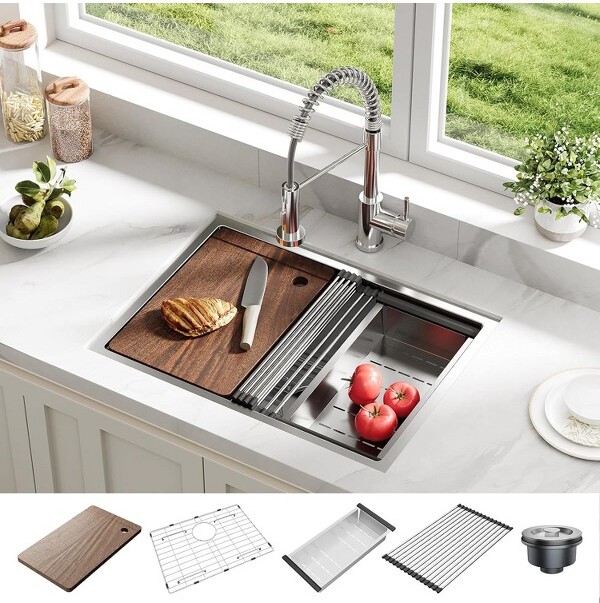 Garvee UndermountKitchenSinkStainlessSteelWorkstationKitchenSinkswithBuilt-InAccessories10\