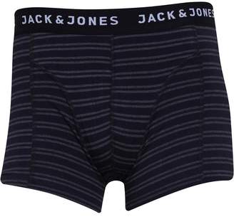 Jack and Jones Mens Colourful Small Stripe Trunks Black