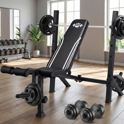 Himimi Heavy-Duty Collapsible Weight Bench With Squat Rack - 900 LBS Capacity All-In-One Training Station