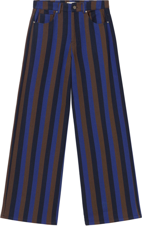 Thinking Mu Blue Striped Wide Leg Totenham Hedda Pants
