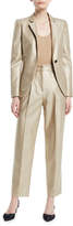 Thumbnail for your product : Emporio Armani High-Waist Straight-Leg Metallic-Wool Pants