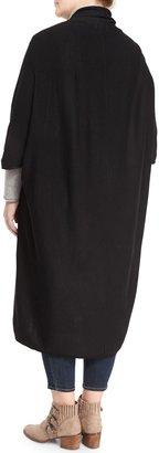 Neiman Marcus Half-Sleeve Long Cardigan, Black