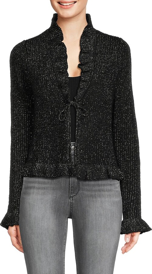 Design History Metallic Ruffle Trim Cardigan ShopStyle